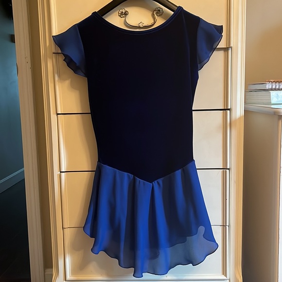 Royal Blue Figure Skating Dress with Tiny, Multi-Color Crystal Accents - Picture 5 of 5